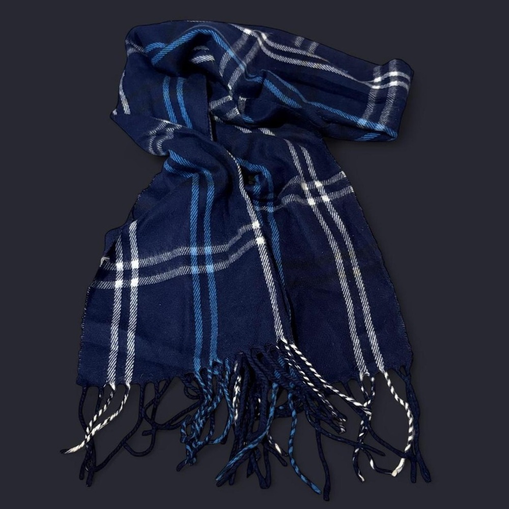 Cejon blue nova check plaid scarf